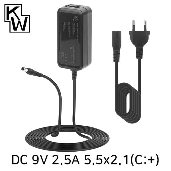 KW KW-A9025A(SK03T1-0900250W2) 9V 2.5A SMPS 아답터(5.5x2.1mm／C+) / 인투피온