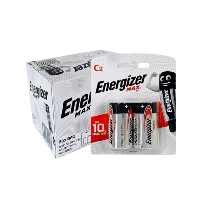 [건전지] 에너자이저 ENERGIZER 맥스 MAX E93BP2 LR14 C사이즈 포장 12개입 1.5V / 인투피온
